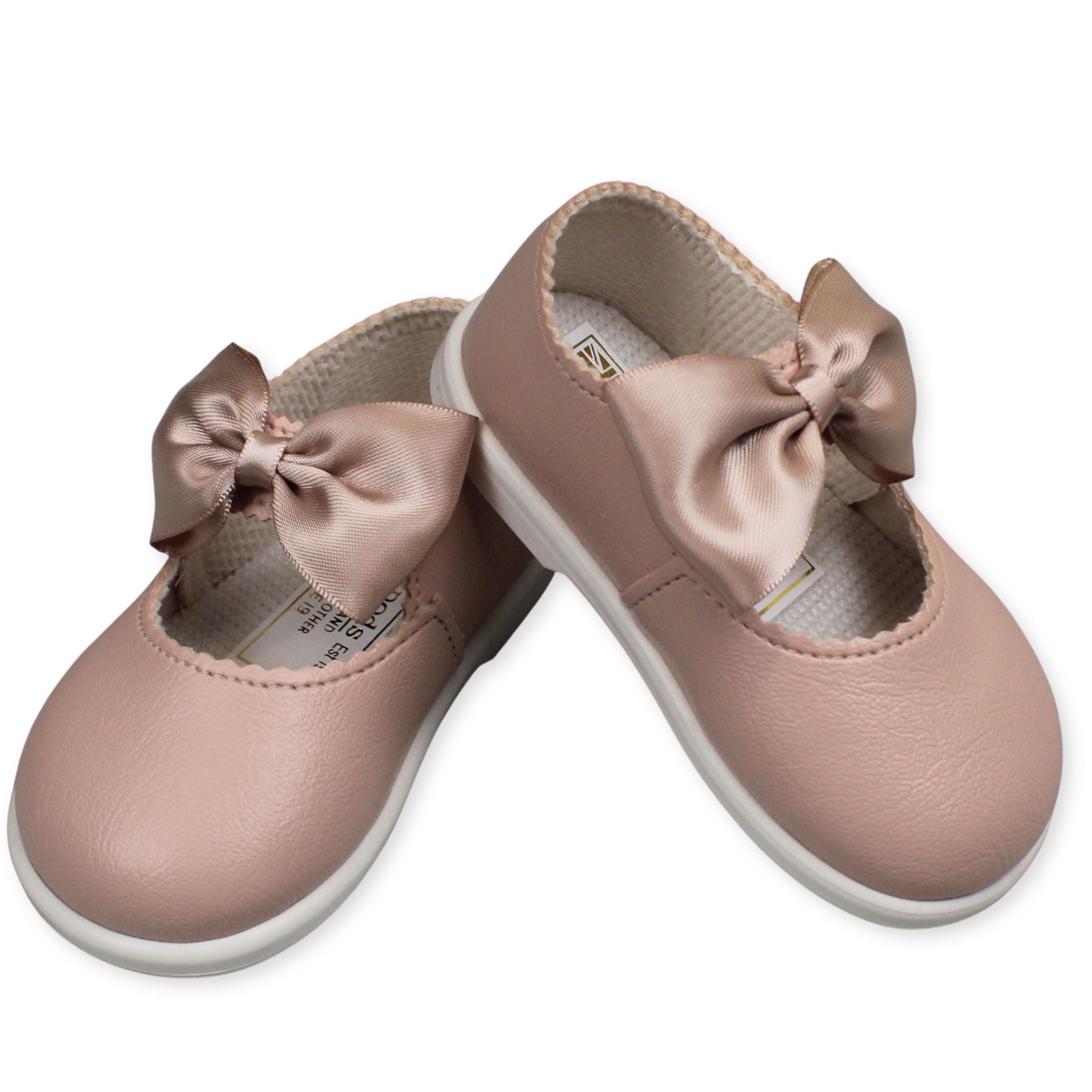 baby girls dusky pink hard sole shoe