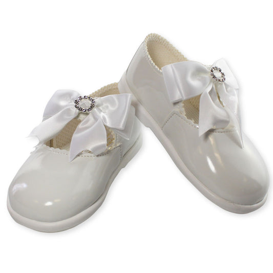 pink baypod first walker shoes toddler girls white with bow and diamante