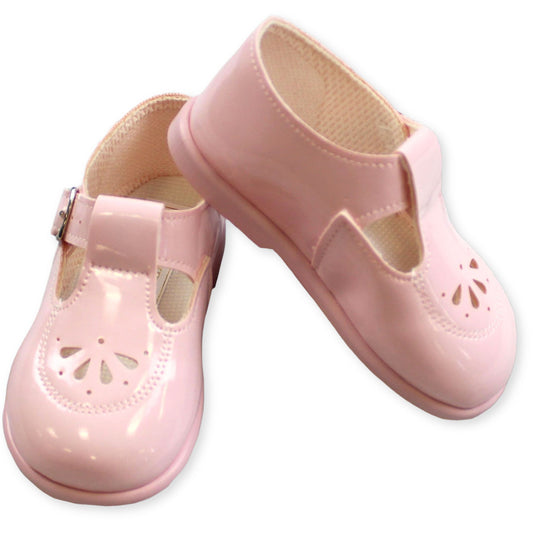 baby girls pink first walker hard sole shoes