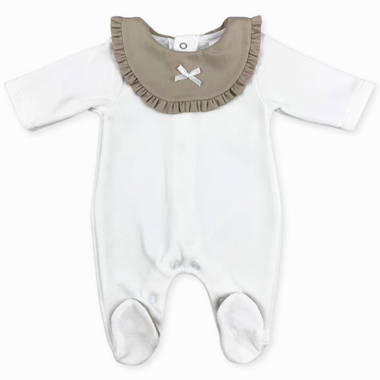 sleepsuit velour white and beige