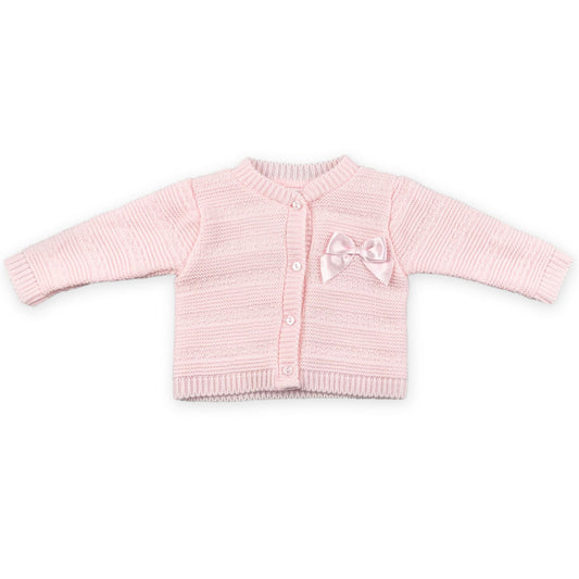 baby girl pink cardigan with single bow