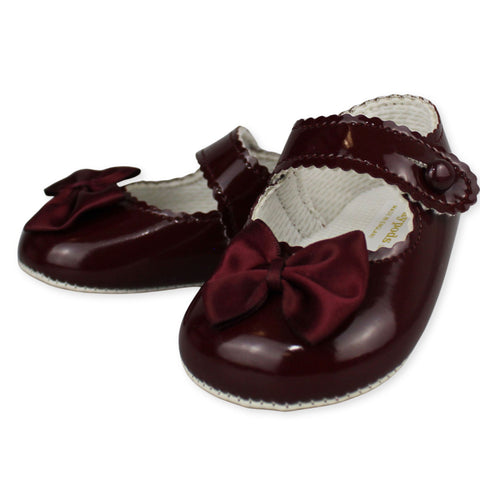 baby girls burgundy bow shoes
