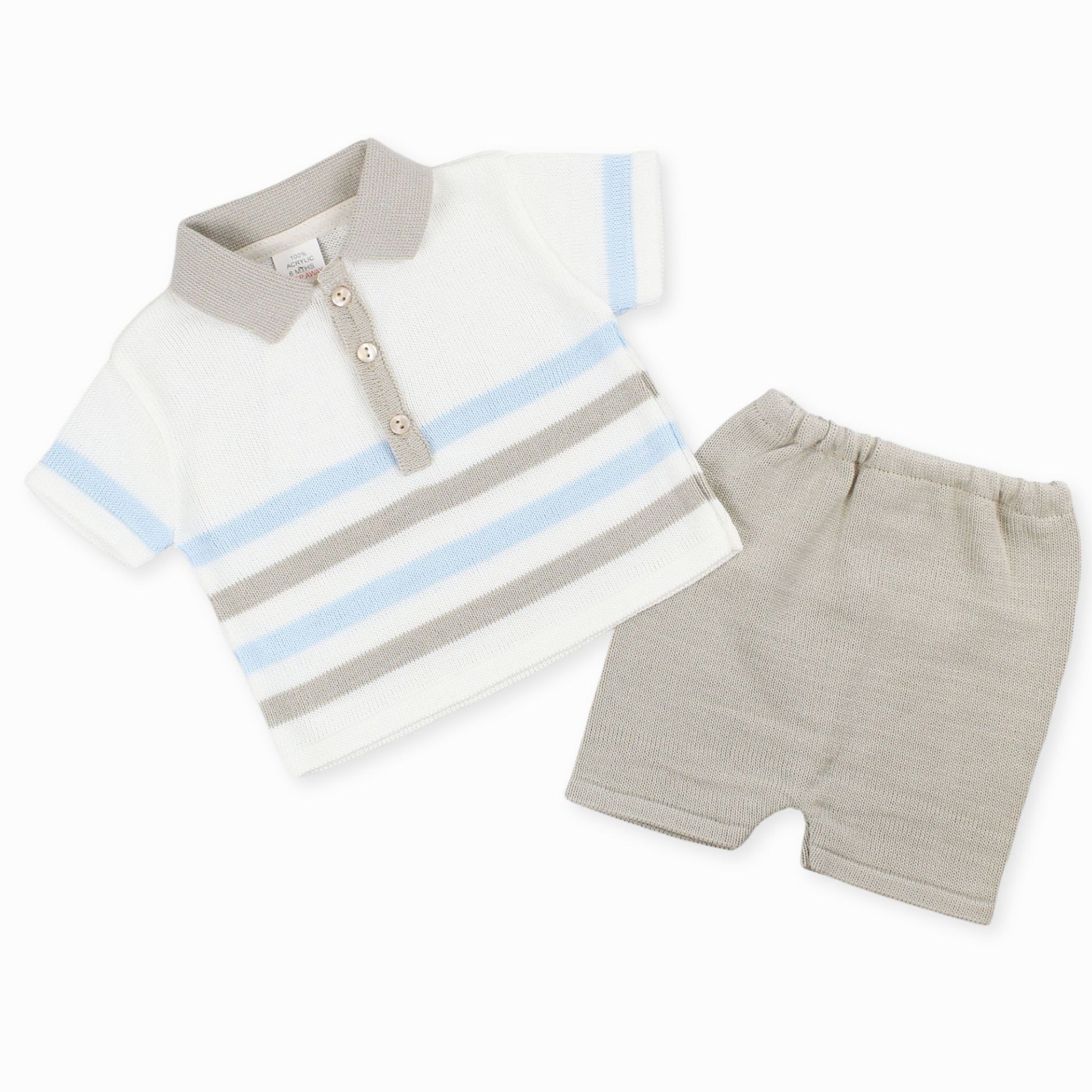 baby boys knitted polo shirt and shorts