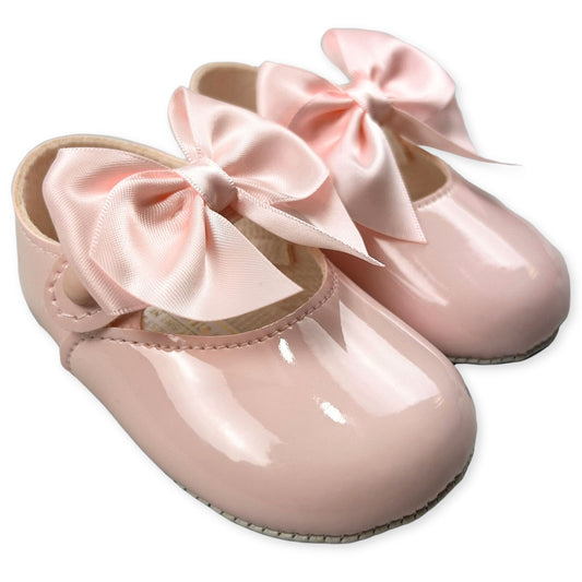 baby girls pink bow soft sole shoes
