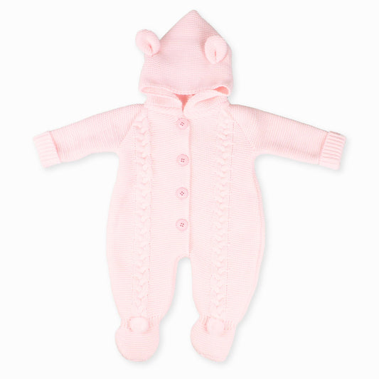 baby girl knitted pink pram suit newborn