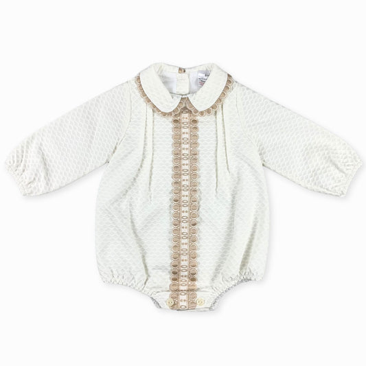 baby girls white and beige romper