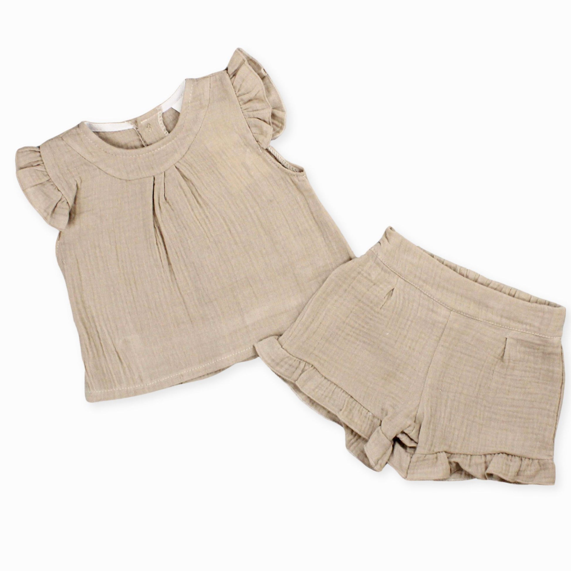baby girls two piece  beige summer outfit