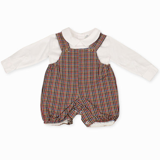 baby boys checked dungarees and shirt