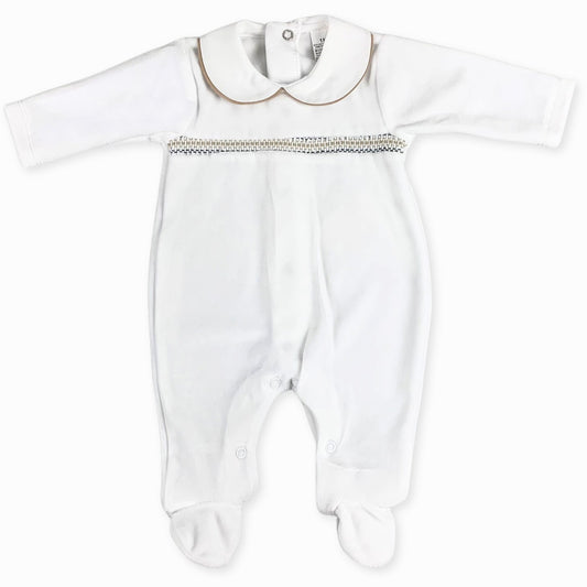 white beige baby sleepsuit all in one onesie