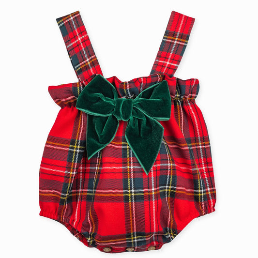 baby girl tartan bubble romper by calamaro christmas collection