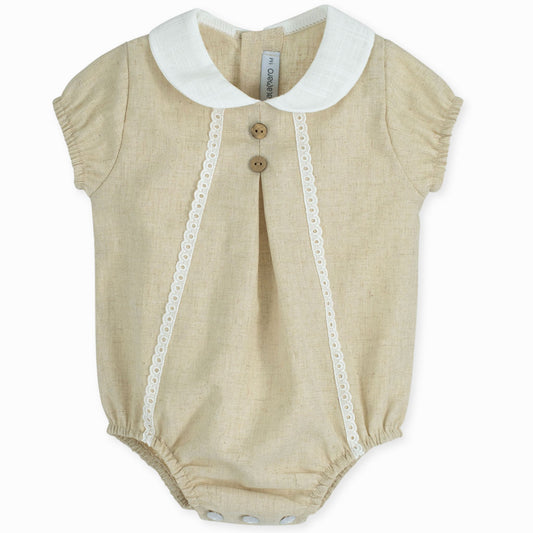 baby unisex beige romper outfit