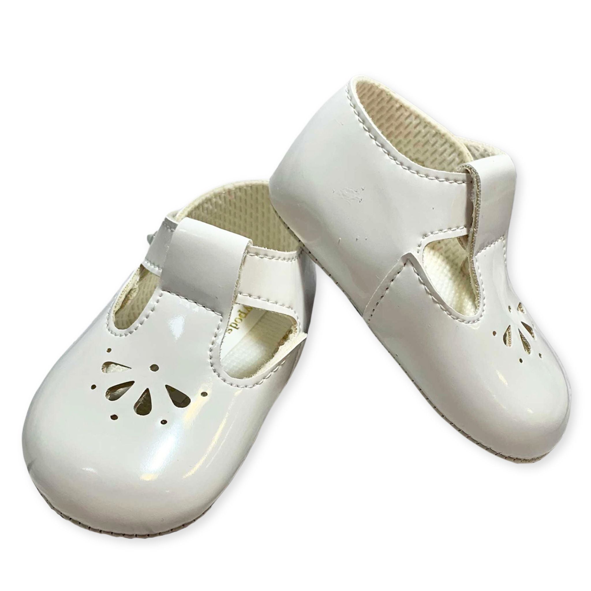 baby girls white t bar shoes