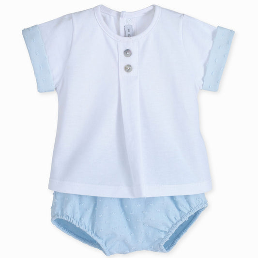 baby boys white and blue two piece