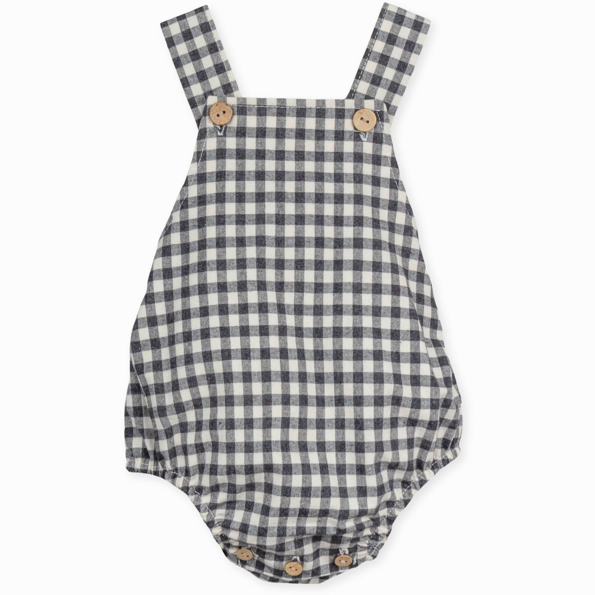 baby boys checked romper in black grey check