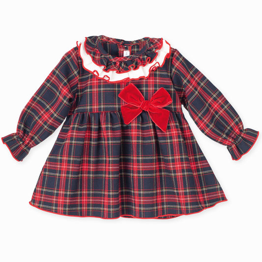 Baby girls red tartan dress