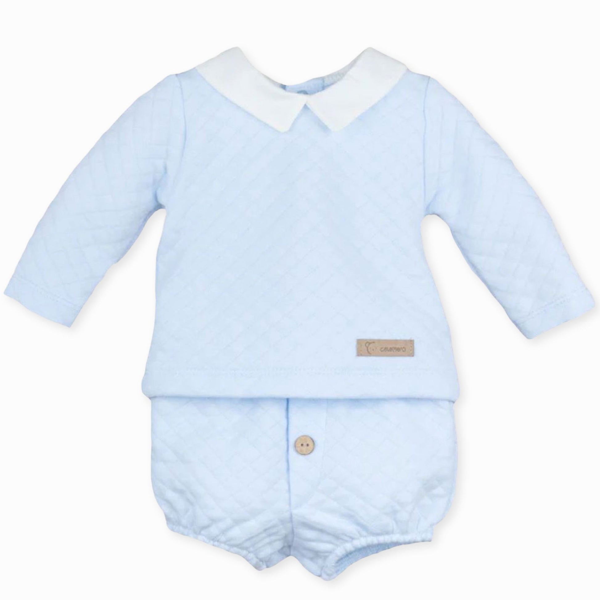 baby boys two piece quilted outfit by spanish calamaro brand