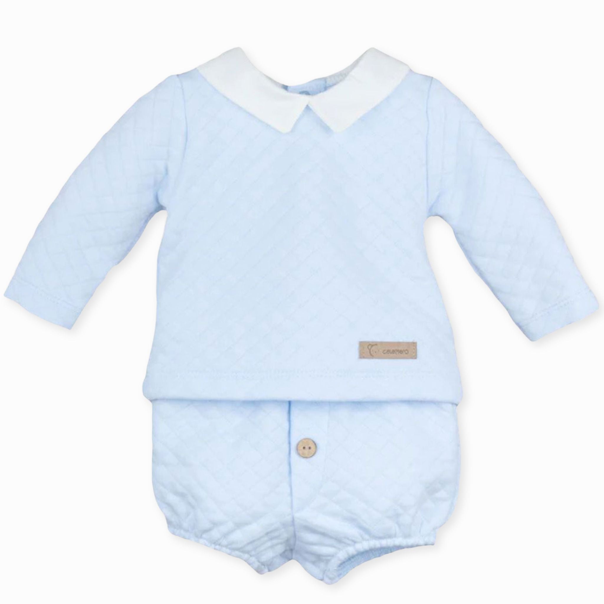 baby boys two piece quilted outfit by spanish calamaro brand