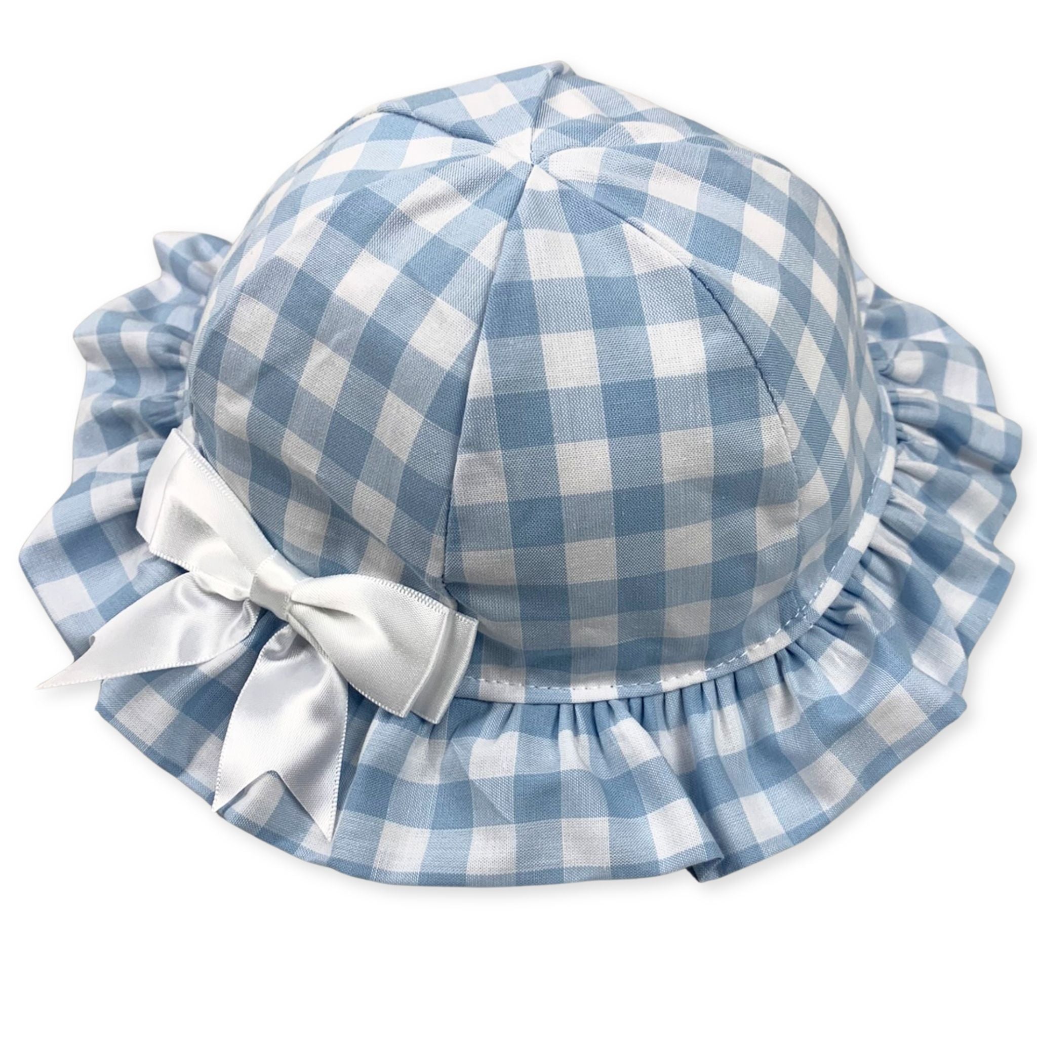 girls blue  gingham sun hat