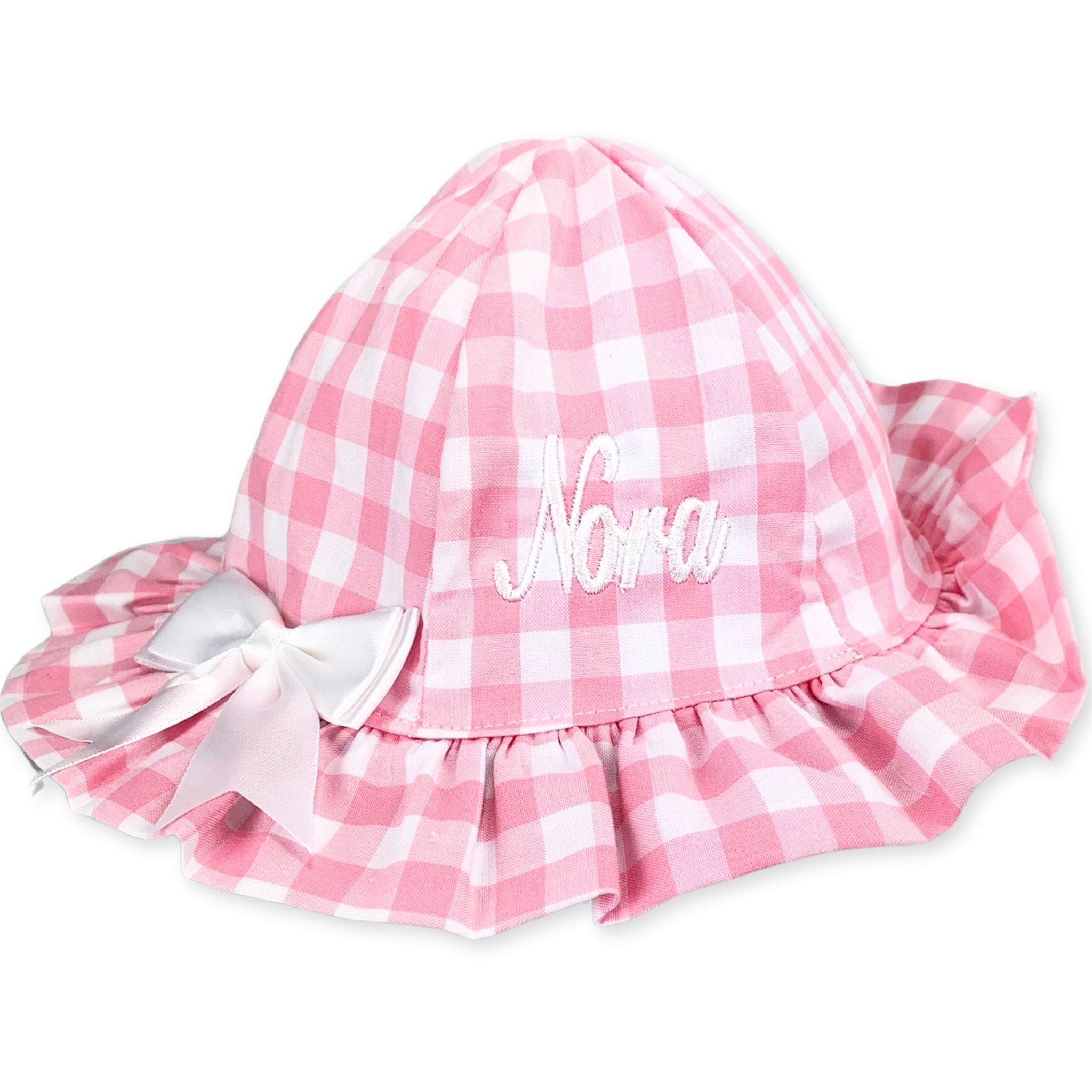baby girls pink gingham sunhat