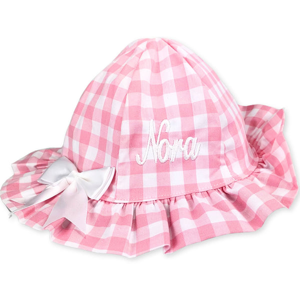 baby girls pink gingham sunhat