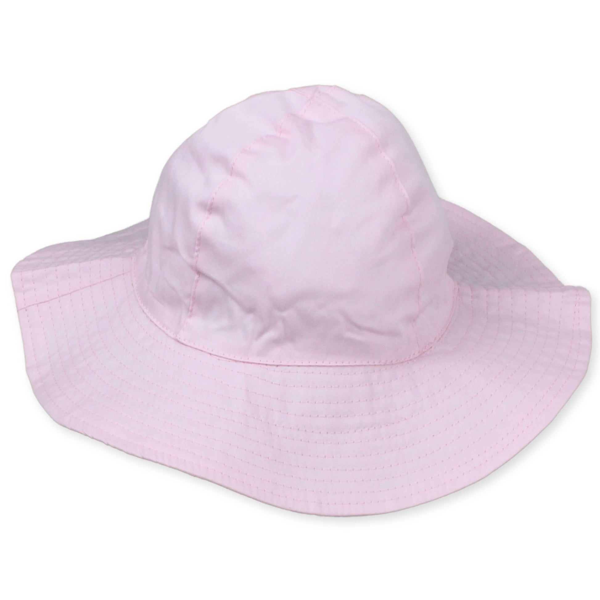 baby grls pink sun hat with wide brim