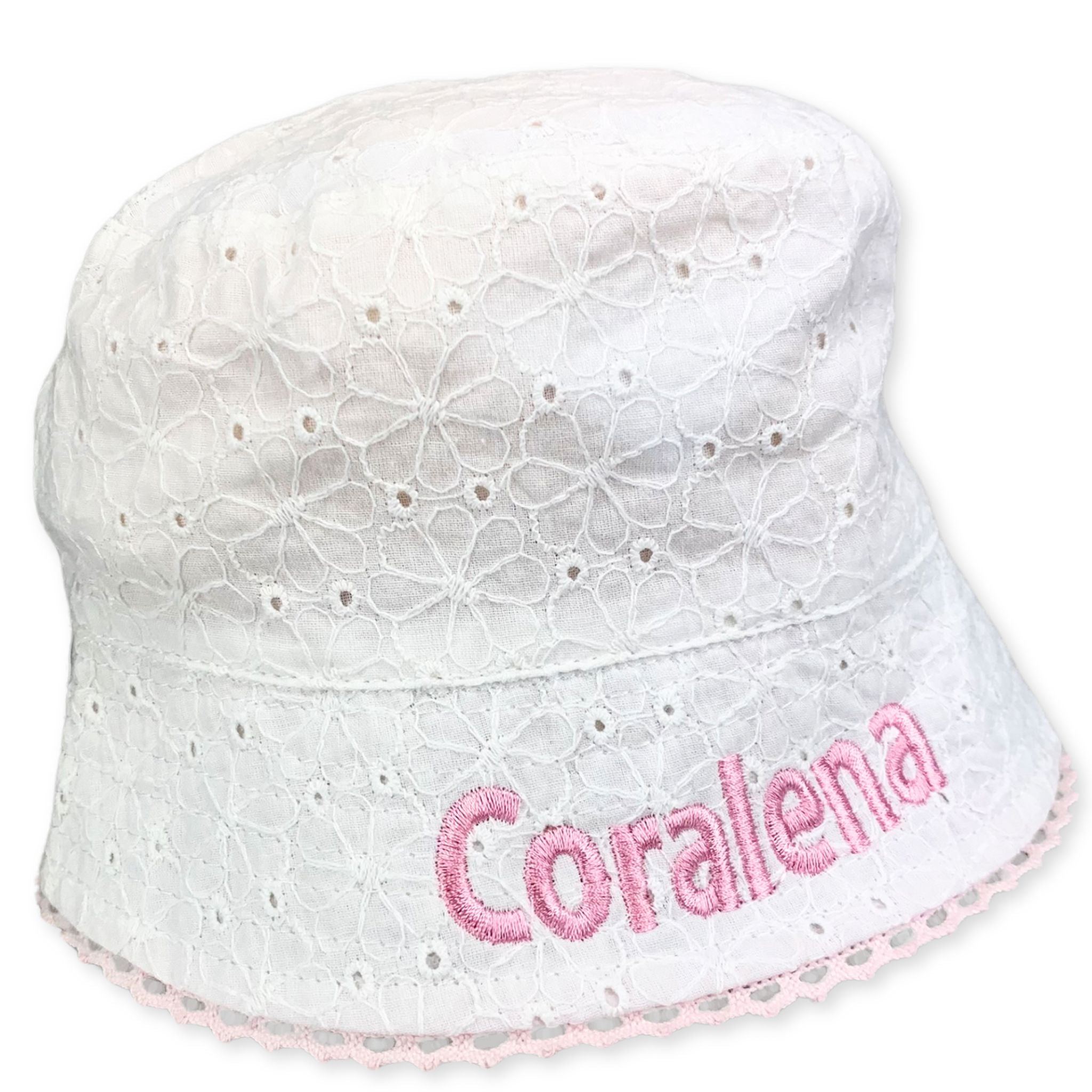 Personalised Baby Girls Summer Bucket Hat - White