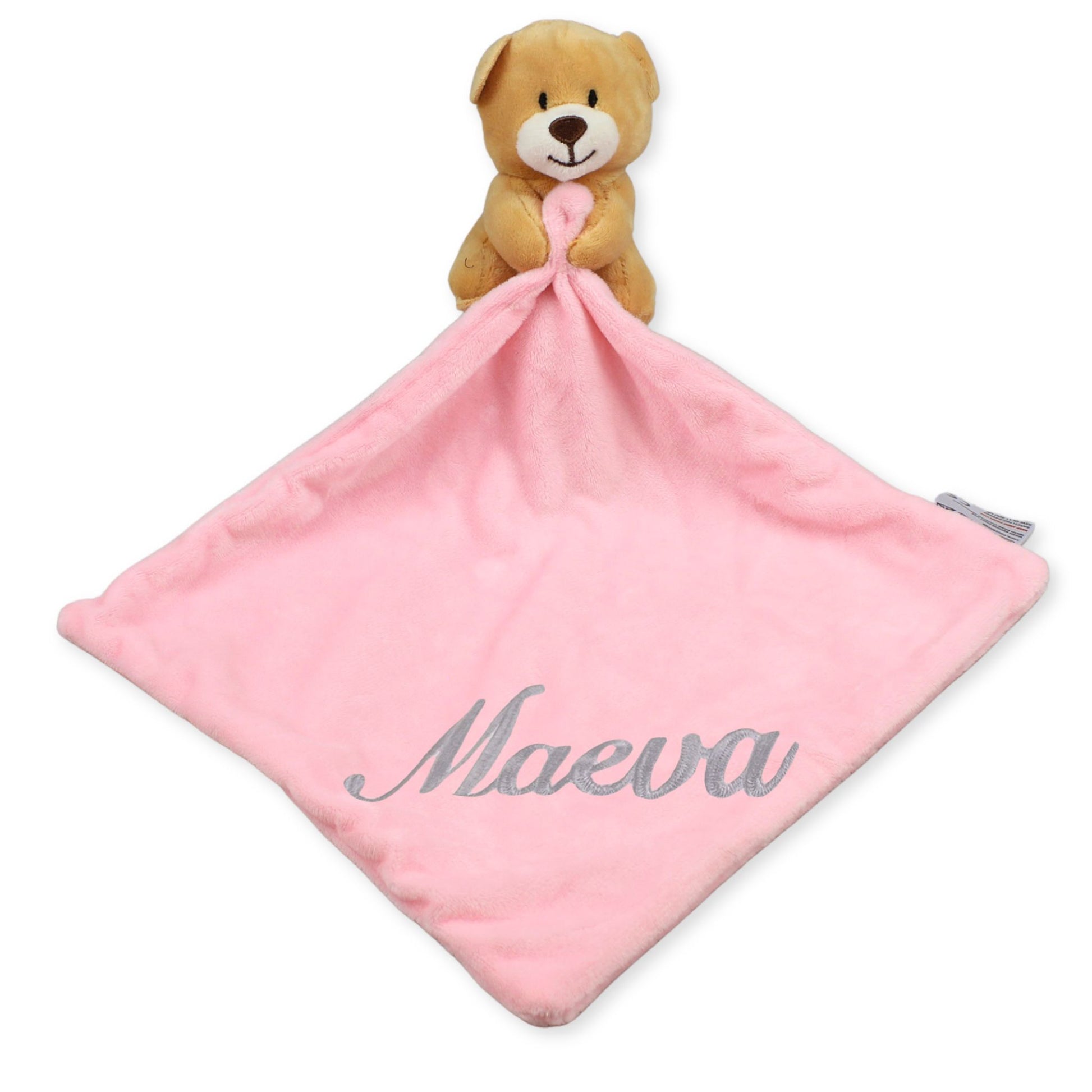 pink comforter personalised  bear baby girl