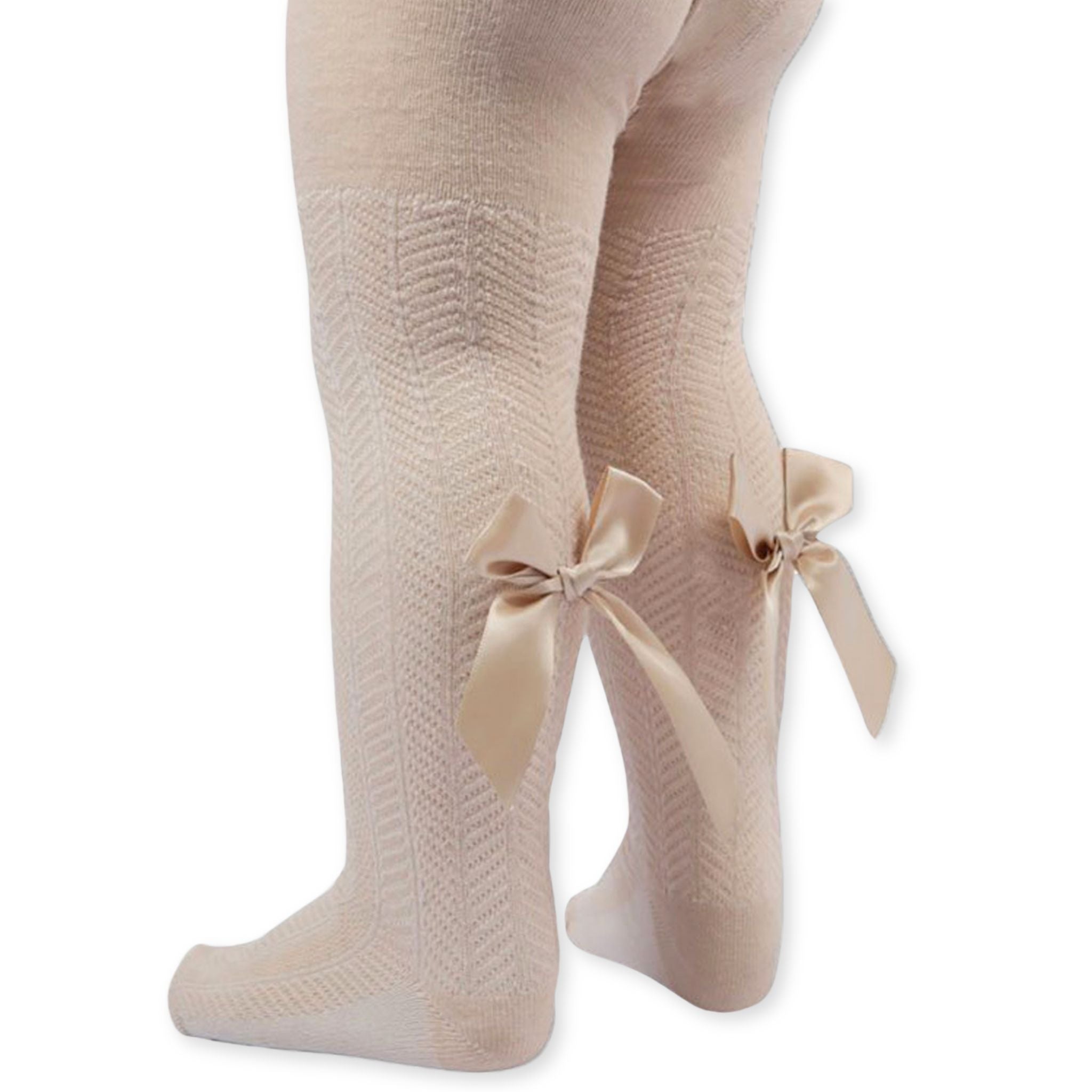 Baby girls beige coffee coloured tights
