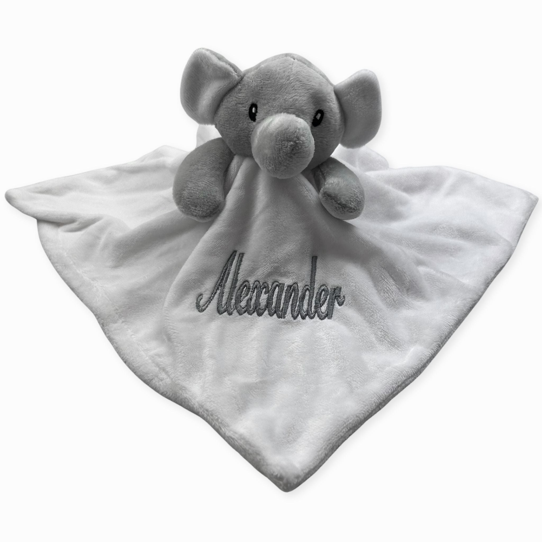 baby unisex white grey elephant personalised 