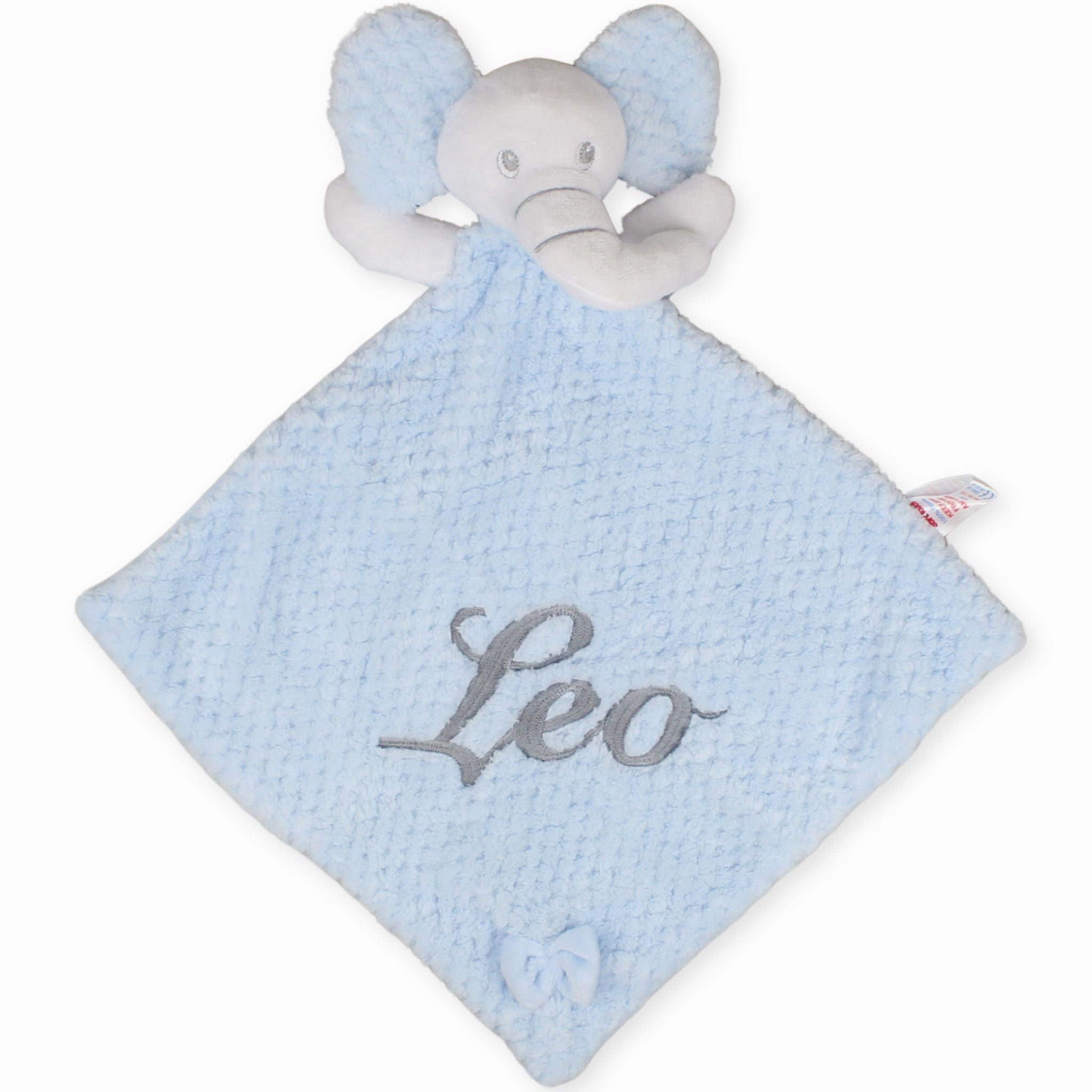 Personalised Baby Comforter - Elephant Blue - Sensory Ears