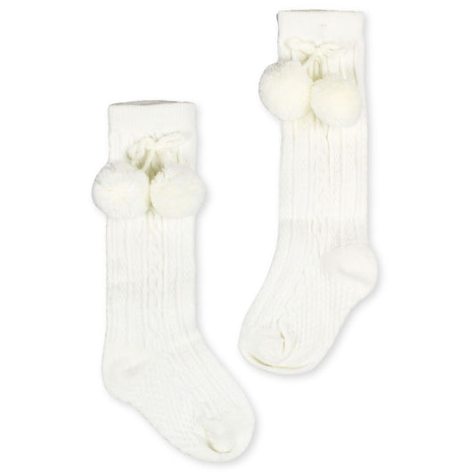 baby unisex pom socks cream
