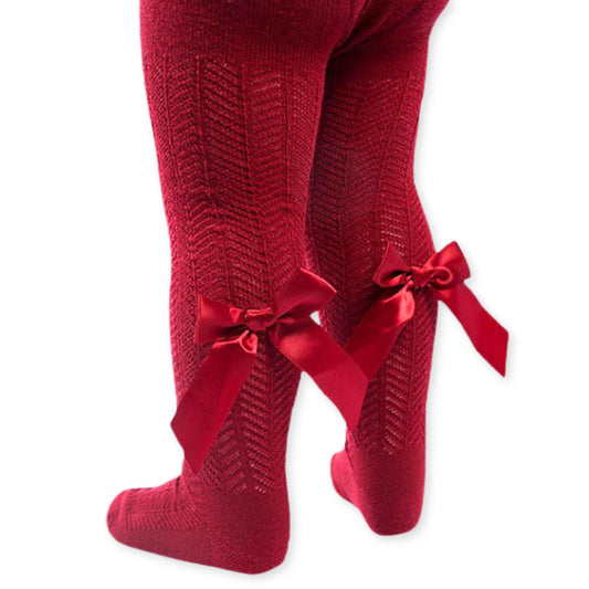 baby girl burgundy red tights