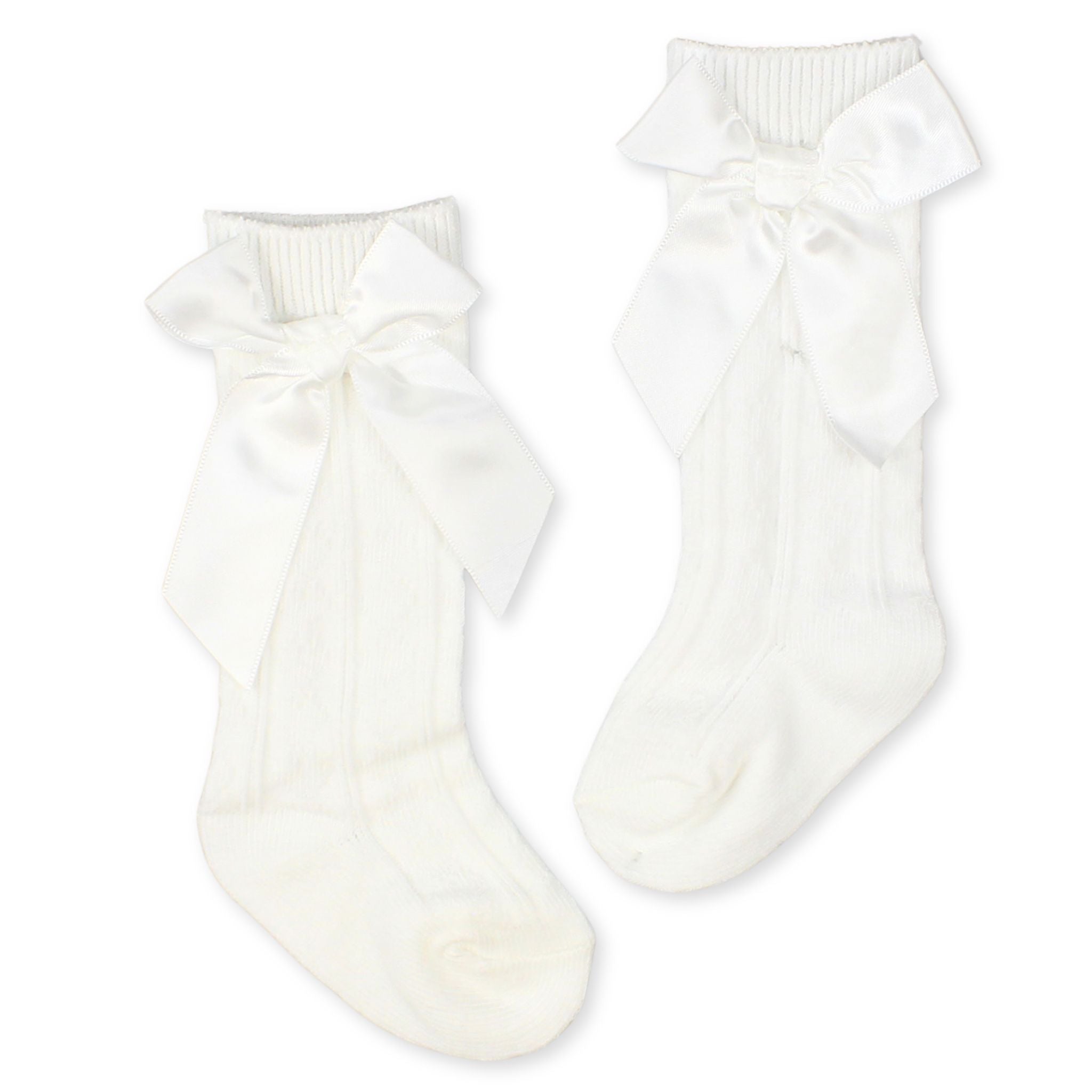 baby girls cream ribbon high knee socks