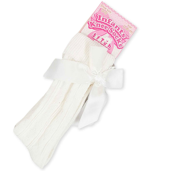 cream baby socks with bows