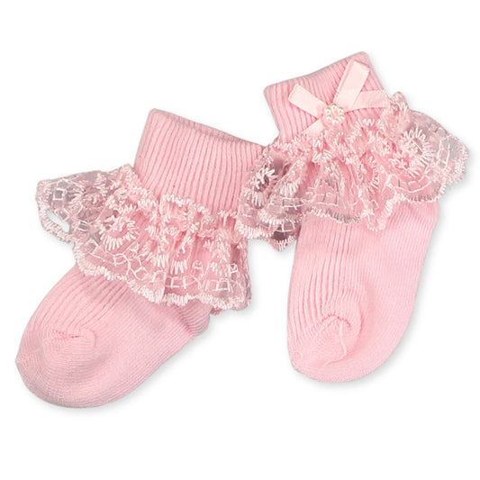 pink baby girls frilly socks