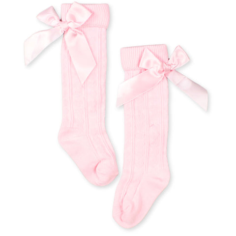 baby girl knee high pink socks with bows
