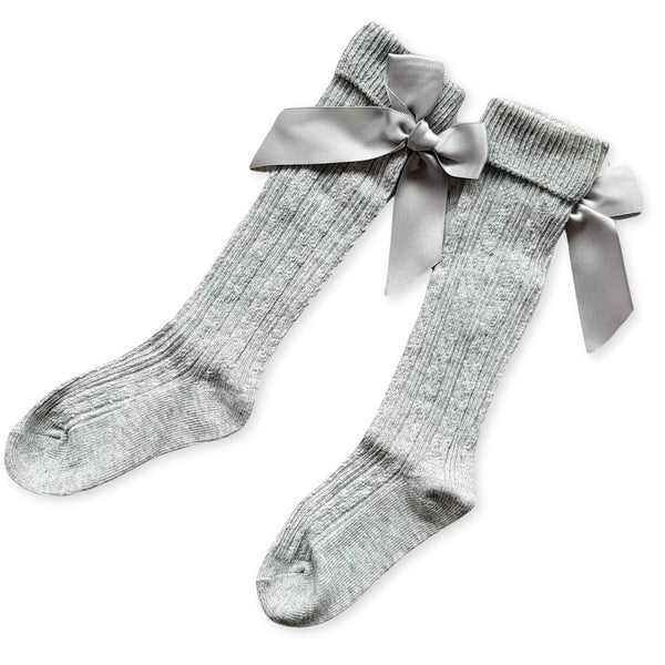 baby girl grey socks with bow