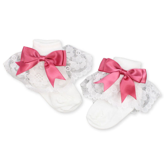 baby socks dusky pink bow