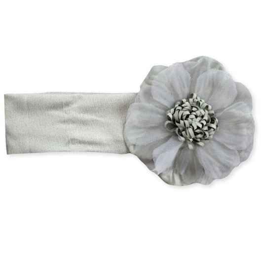 grey baby girl headband with flower