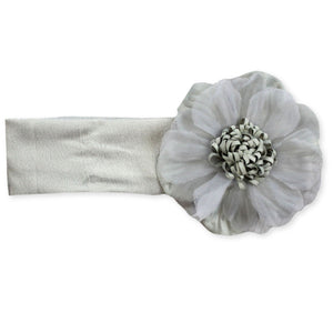 grey baby girl headband with flower