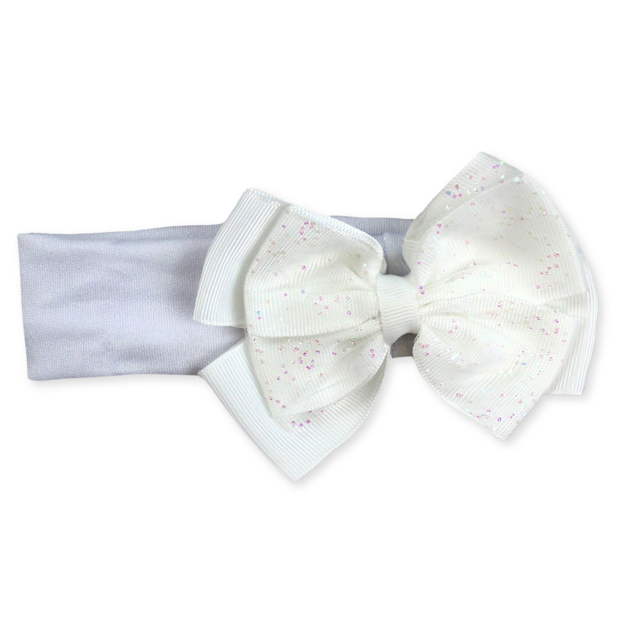 baby grl headband with white glitter bow