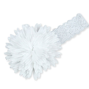 baby girl headband with large flower in white for a baby girl