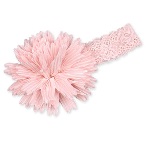 Baby Girls Pink Headband With Flower And Lace Detailing 