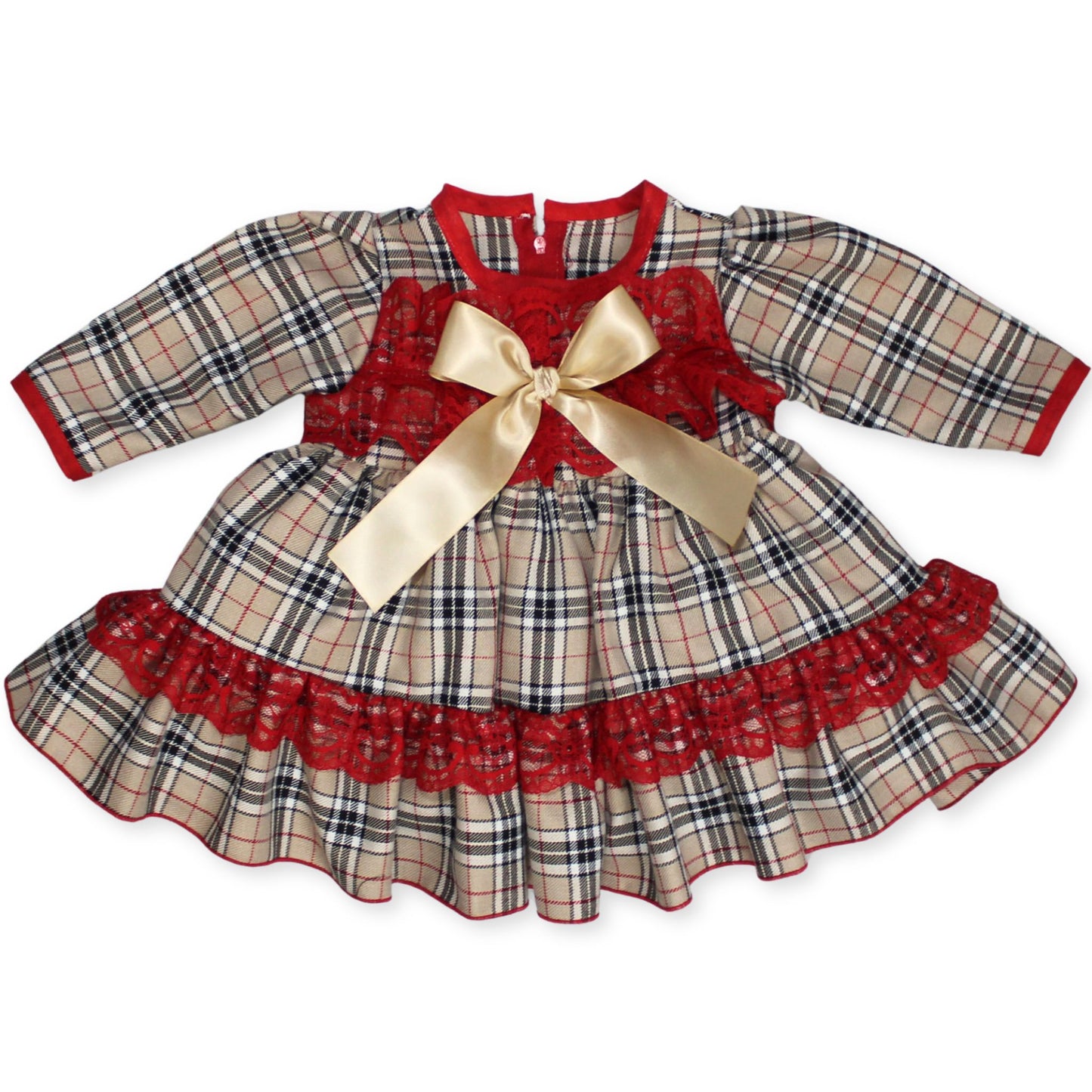 baby girl christmas dress  beige tartan