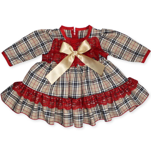 baby girl christmas dress  beige tartan