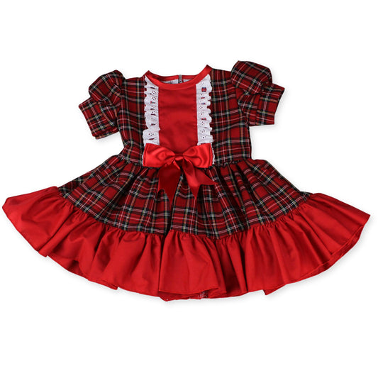 baby girl red tartan dress