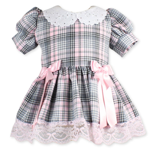 baby girls pink tartan dress