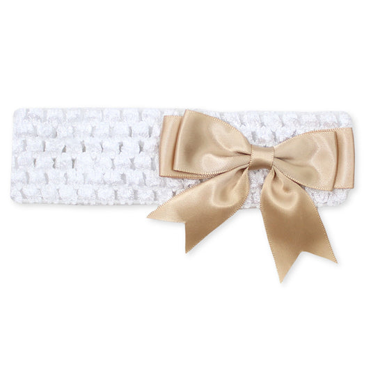 brown bow baby headband beige
