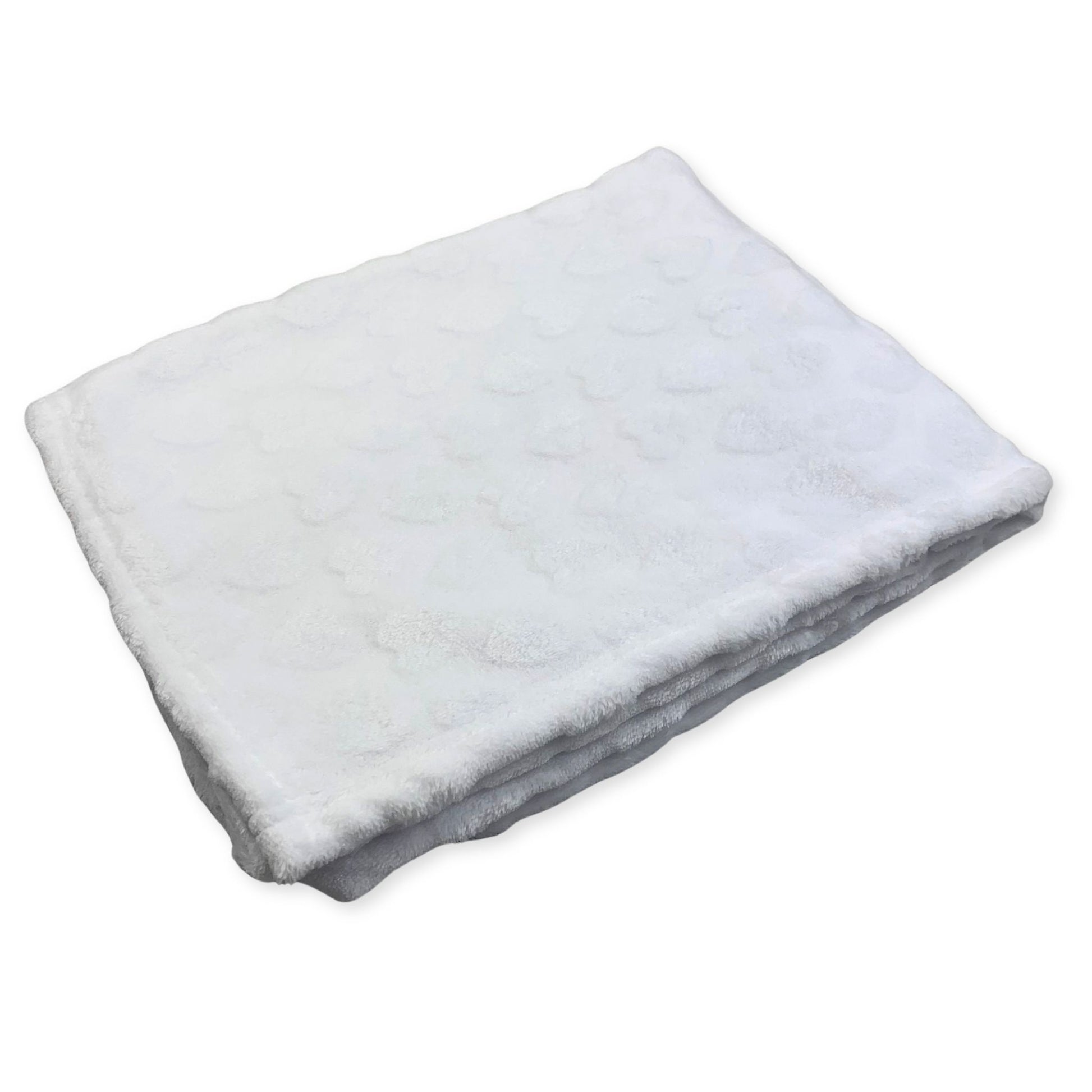 heart embossed unisex white baby blanket
