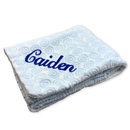 baby boys personalised spiral blanket